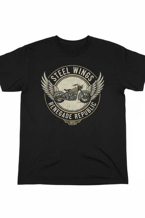 Authentic motorcycle wings badge t-shirt